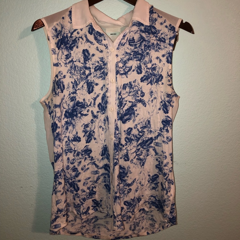 Cobalt blue and white floral Blouse